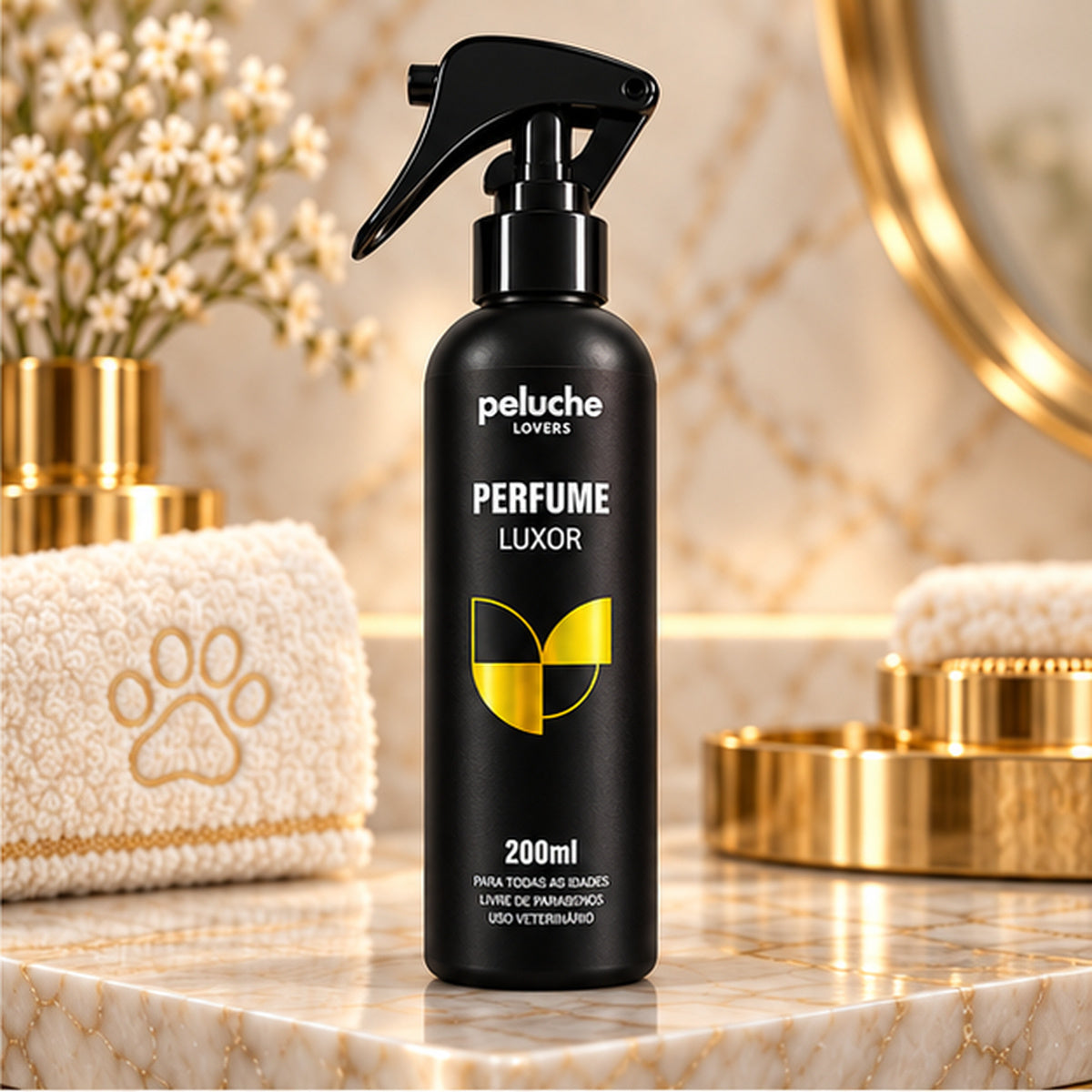Perfume Luxor Peluche 200 ml em cenário premium