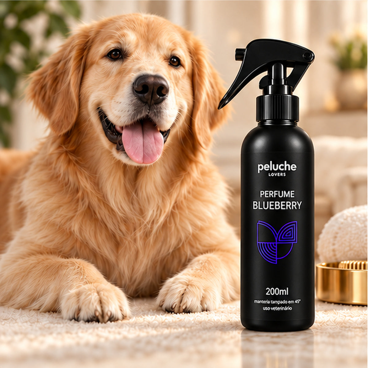Perfume Blueberry Peluche 200 ml com pet em ambiente premium