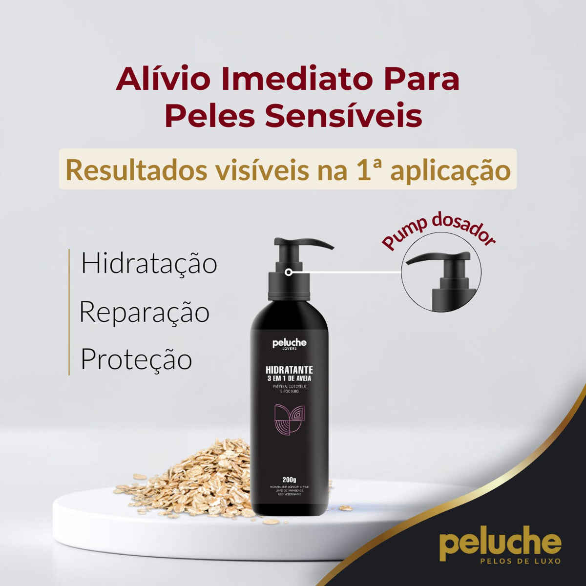 Hidratante 3 em 1 de Aveia Peluche — 200 g