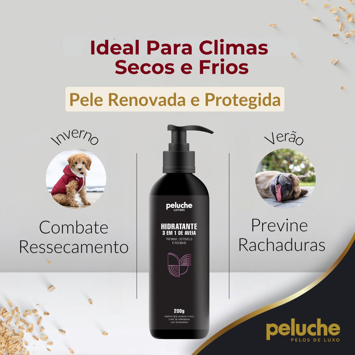 Hidratante 3 em 1 de Aveia Peluche — 200 g