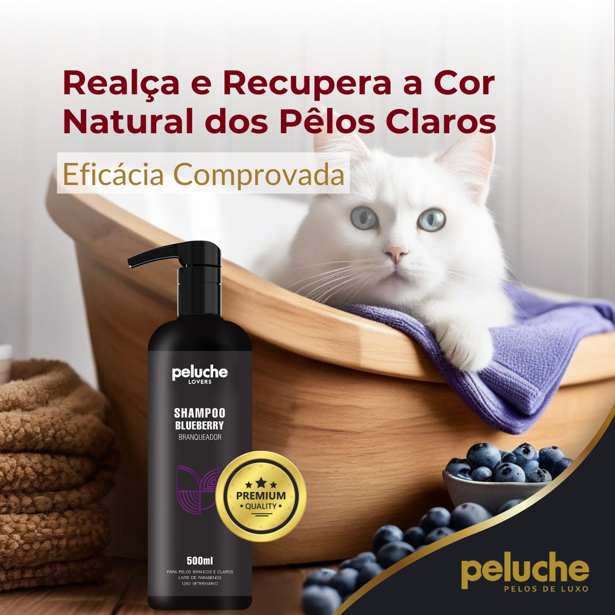 Shampoo Blueberry Branqueador Peluche — 500 ml
