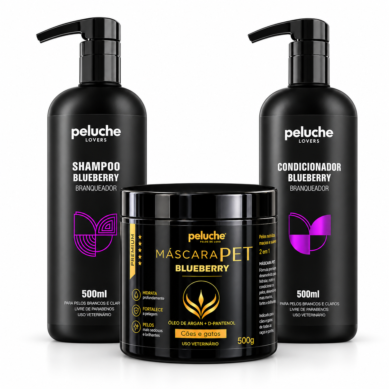 Shampoo, Condicionador e Máscara Blueberry